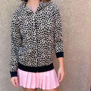 Juicy Couture Velour Track Sweat Hoodie Leopard